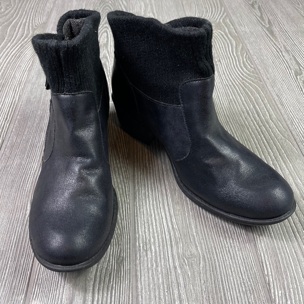 B.O.C. Ankle Boot Women’s size 10 Black Faux Fur Lined Comfort